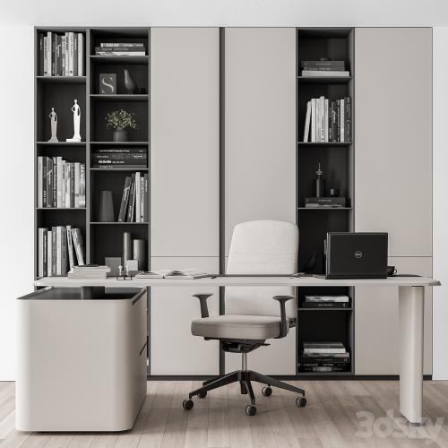 Boss Desk with Library Black and White Table - Office Furniture 285