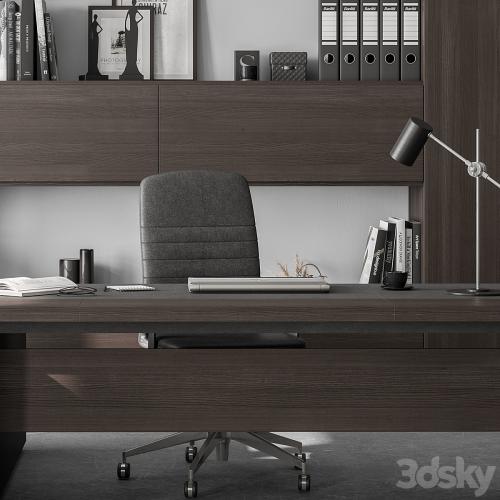 Boss Desk and Library Wooden Set - Office Furniture 298