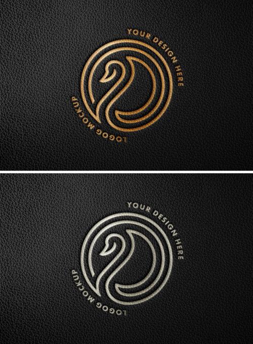 Leather Pressed Gold Foil Mockup - 377169513