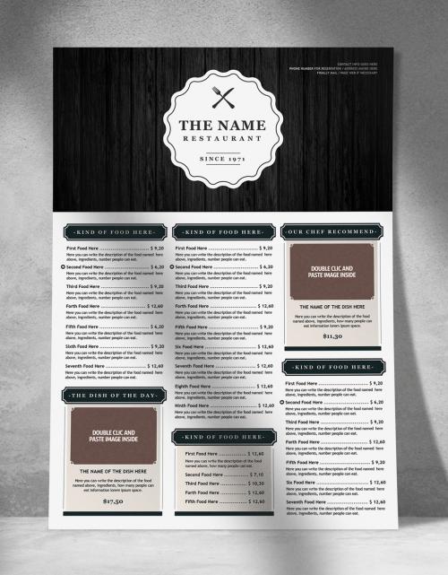 Dark Wood Menu Poster Layout - 377175441