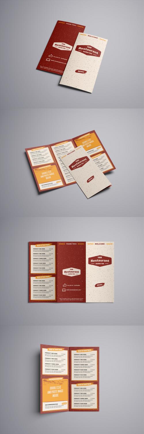 Rustic Food Drink Menu Trifold Layout - 377175535