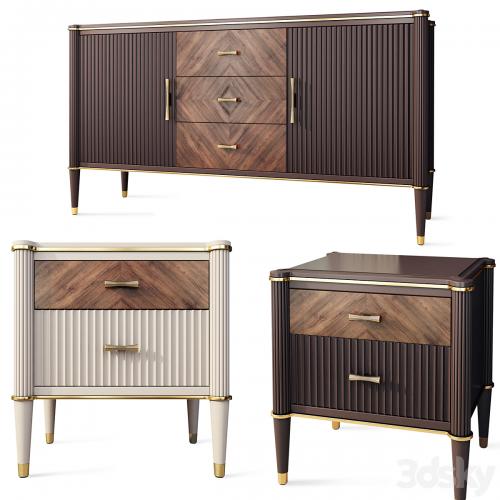 Chest of drawers and bedside tables Venice. Nightstand, sideboard by Classico Italiano