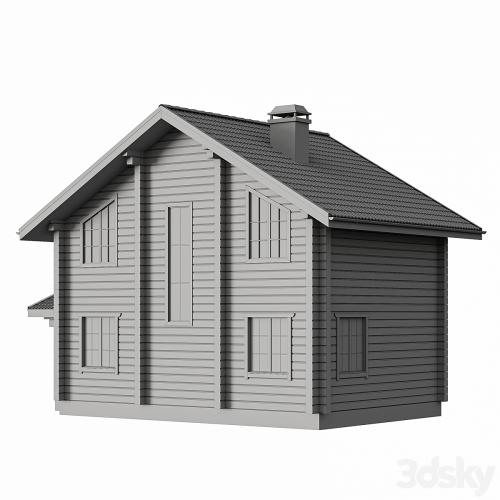 Two-storey wooden house with a porch