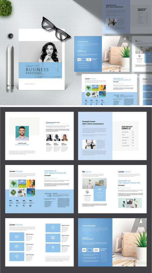 Creative Business Proposal Layout with Sky Blue Accents - 377364433