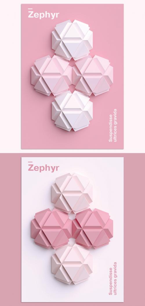 Minimal 3D Poster Design Layout with Geometric Shapes Art - 377384568