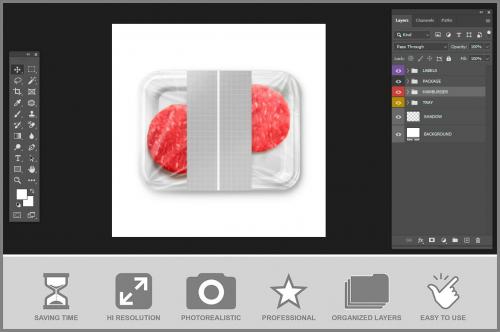 Plastic Tray Mockup - Hamburger