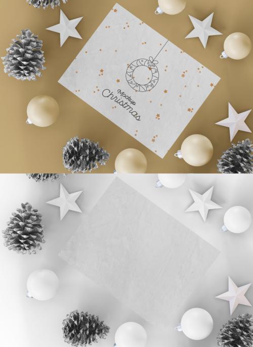 Christmas Card with Ornaments Mockup - 377995228