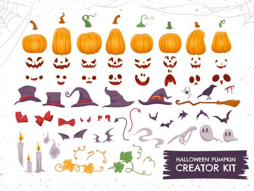 Halloween Pumpkin Illustration Art Kit - 378152404