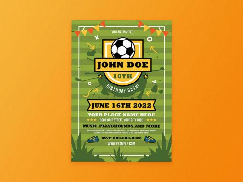 Kids Birthday Soccer Theme Flyer Layout - 378162124