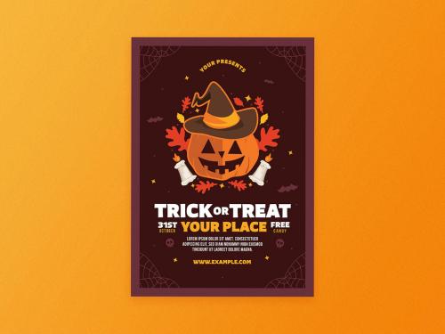 Halloween Trick or Treat Flyer Layout - 378162165