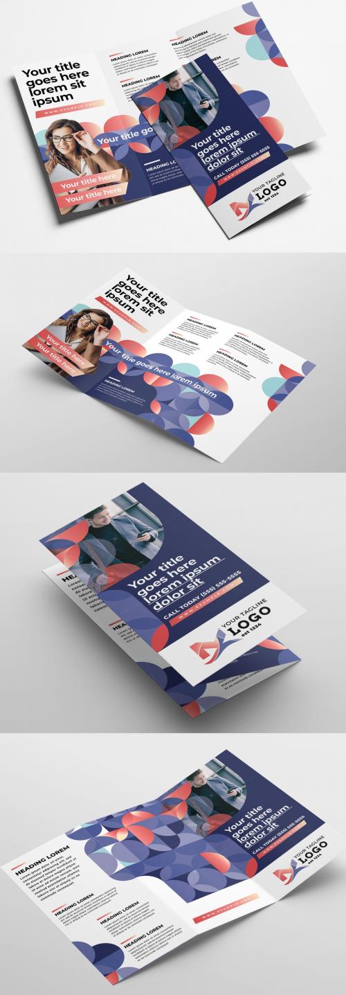 Corporate Brochure Trifold with Modern Circular Pattern - 378386681