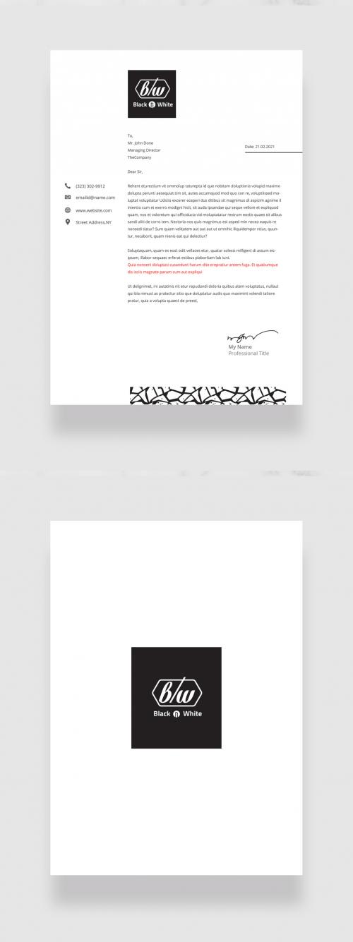 Black and White Letterhead Layout - 378394982