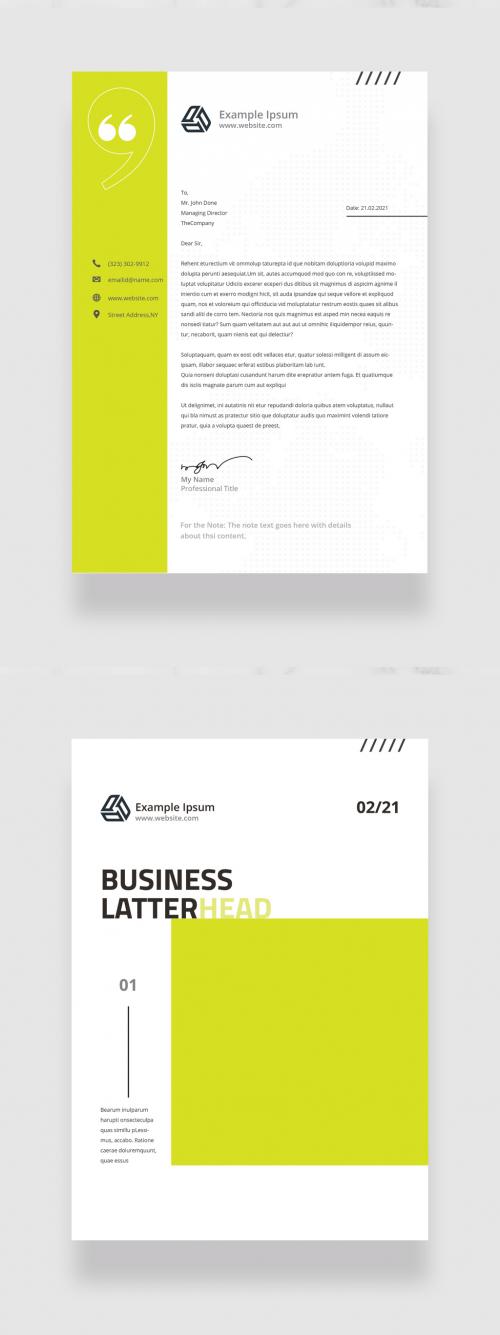 Letterhead Layout with Green Accents - 378395002