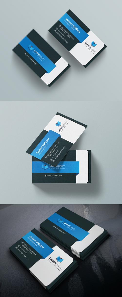 Blue Business Card Layout - 378398593