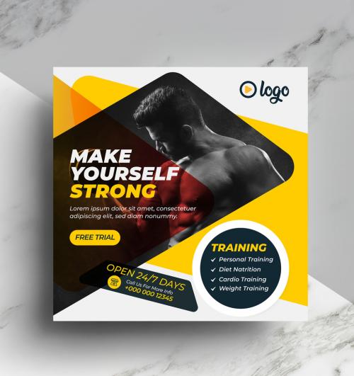 Fitness Training Social Media Marketing Posts - 378398636