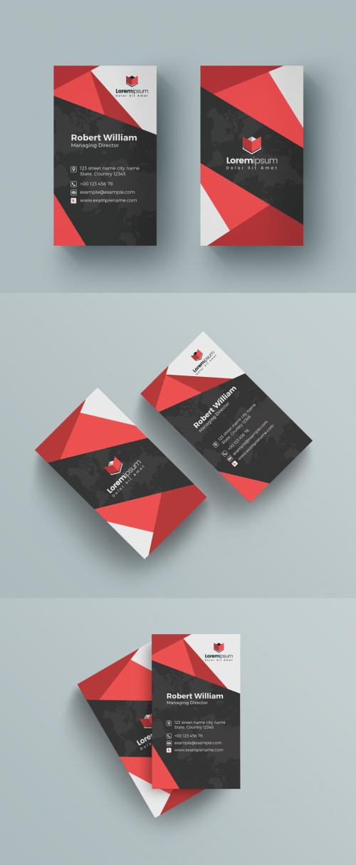 Corporate Business Card with Vertical Layout - 378399174