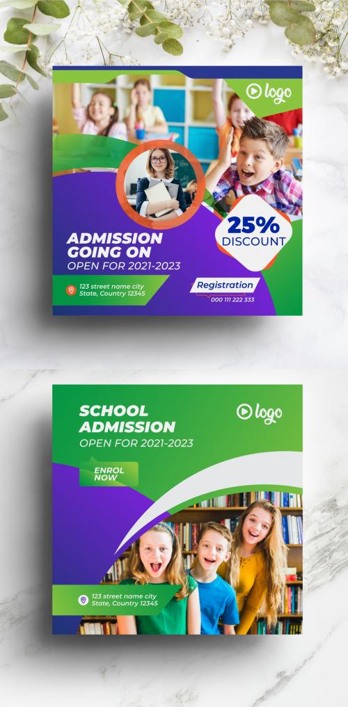 Kindergarten Admission Social Media Banner Pack - 378399226