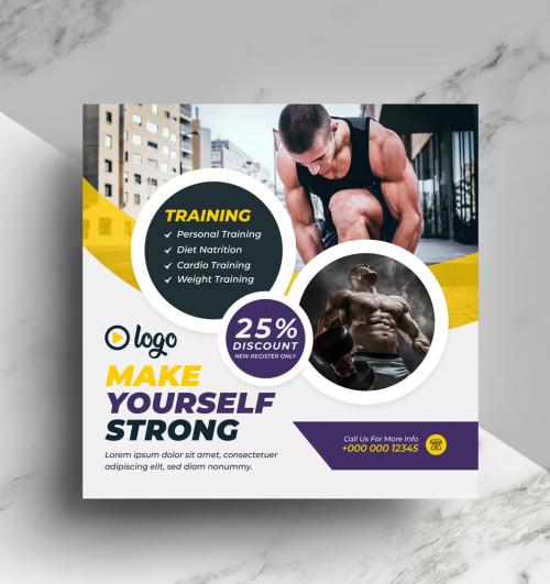 Gym and Fitness Training Social Media Posts - 378399632