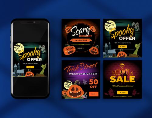 Halloween Social Media Banner Layouts - 378415626