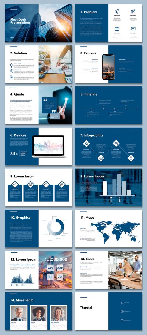 Pitch Deck Presentation Blue Layout - 378436697