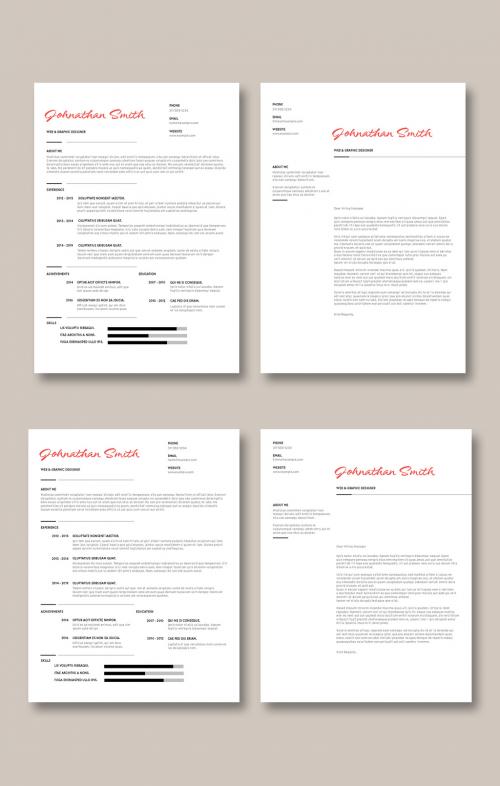 Resume Layout with Red Accent - 378632841