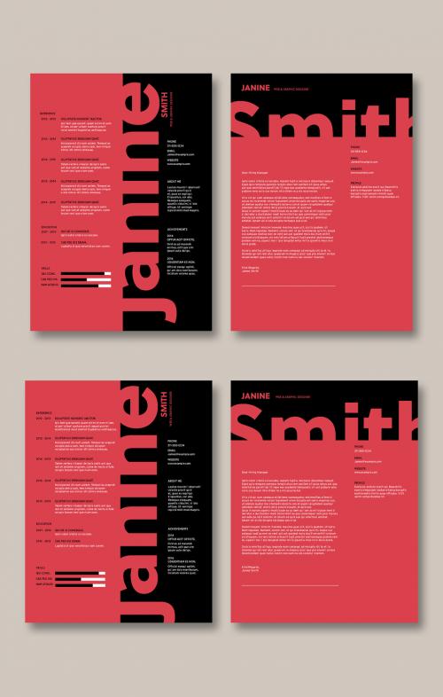 Bold Red and Black Resume Layout - 378632845