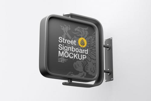 Square Signboard Wall Mockup