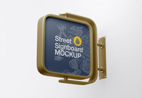 Square Signboard Wall Mockup