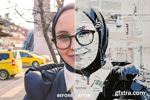Newspaper Collage Photo Effect V4K5PDG