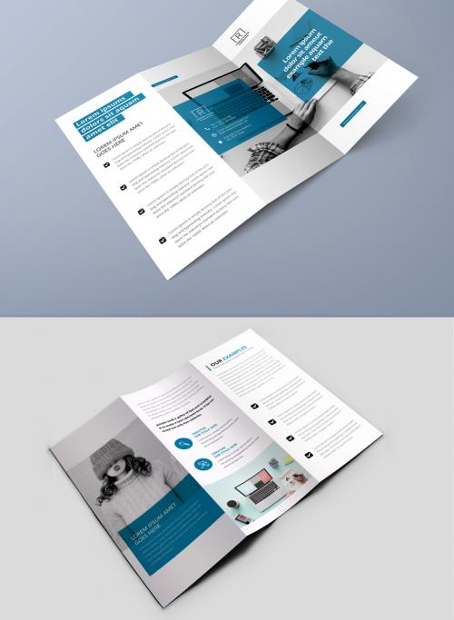 Corporate Clean Trifold Brochure Layout with Blue Accent - 379673102