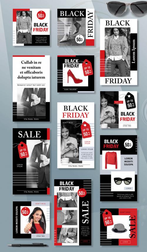 Black Friday Social Media Kit Layout - 379676026