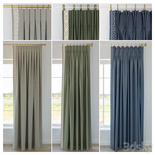 Set of curtains with decorative trim