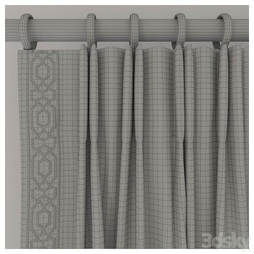 Set of curtains with decorative trim