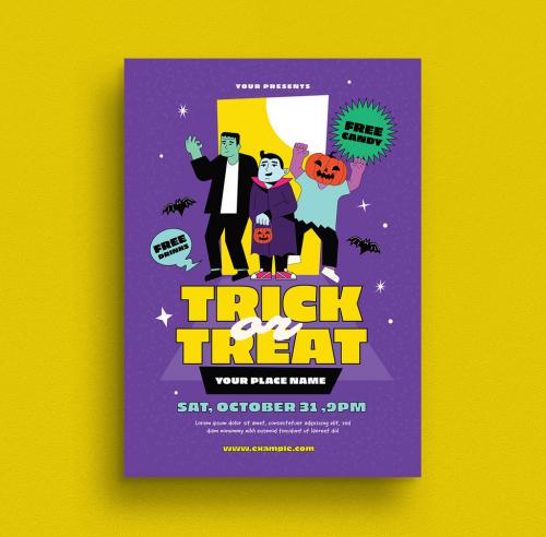 Trick or Treat Party Flyer Layout - 379957600