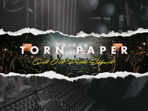Torn Paper Cut Out Effect Mockup - 380012793