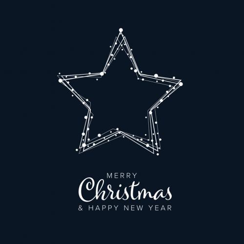 Merry Christmas Card Layout with Star and Snowflakes - 380030430