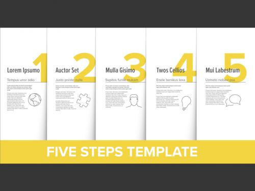 5 Simple Yellow Steps Process Infographic - 380030508