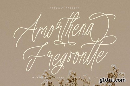 Amorthena Fregoontte Monoline Elegant Script Font U2H433V