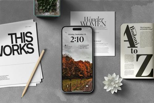 Iphone 15 Pro With Papper Mockup