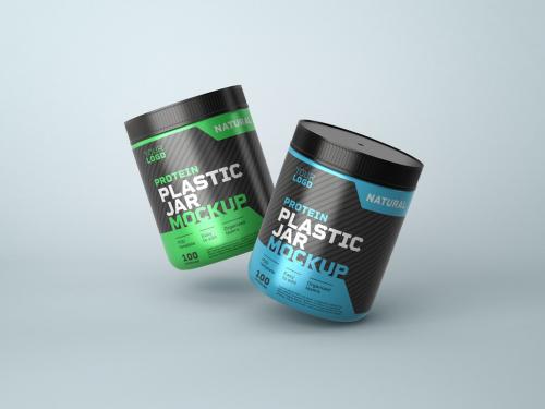 Food Supplement Plastic Jar Mockup
 - 380391891