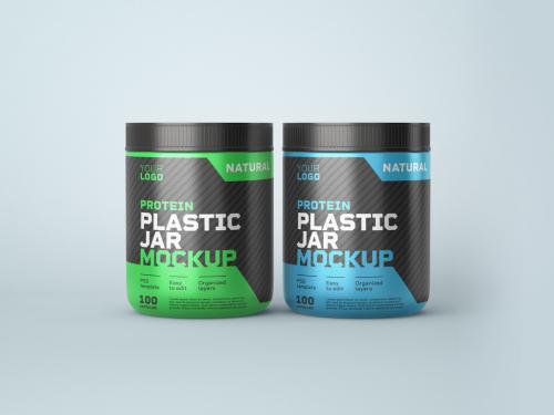 Food Supplement Plastic Jar Mockup
 - 380392493