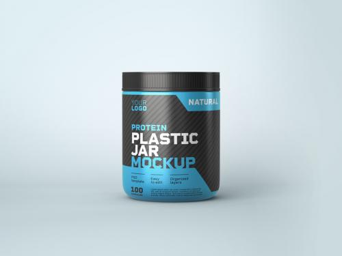 Food Supplement Plastic Jar Mockup
 - 380392945