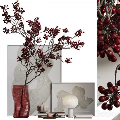 Branches with berries decor set