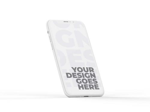 Clay Style Smartphone Mockup on Solid Surface with Realistic Shadows - 380688585