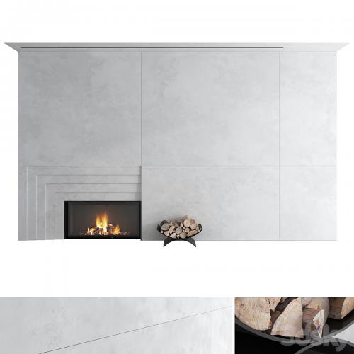 Decorative wall with fireplace set 42