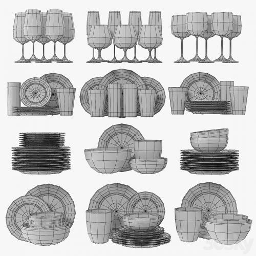 Modern glasses and plates