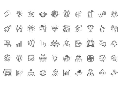 Teamwork Outline Icon Set - 381487656