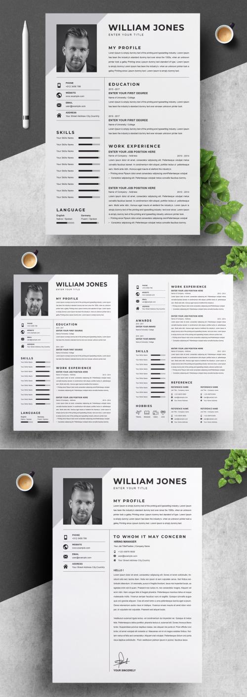 Dark Gray with Resume Layout - 381769359