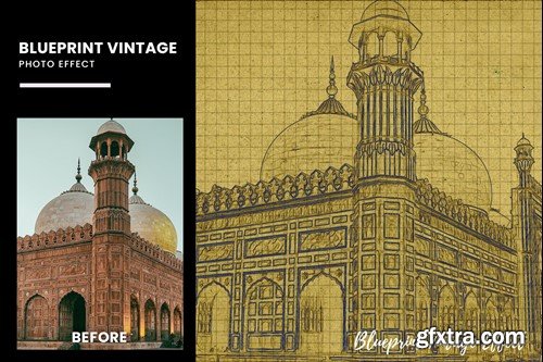 Blueprint Vintage Photo Effect 3P7AU46