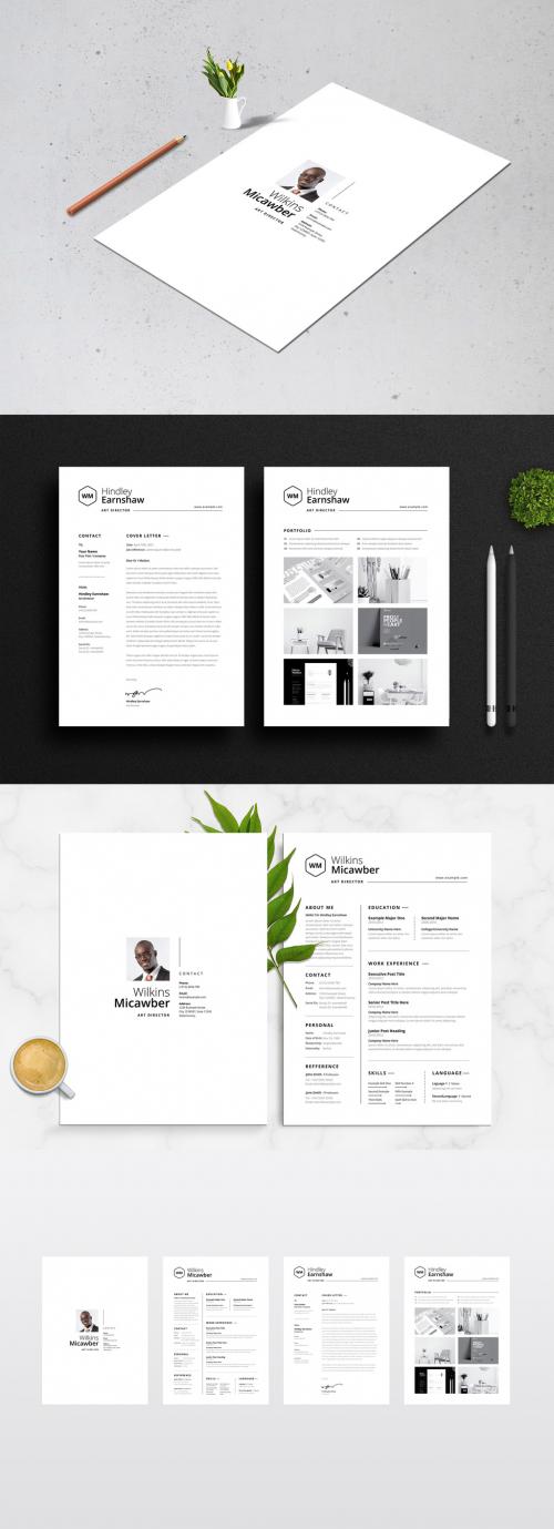 Simple Resume with Cover Letter and Portfolio Layout - 382168860